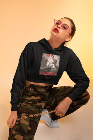 Mayii | Coldplay India Concert 2025 Special Edition Black Crop Hoodie | Concert Ready - Mayii