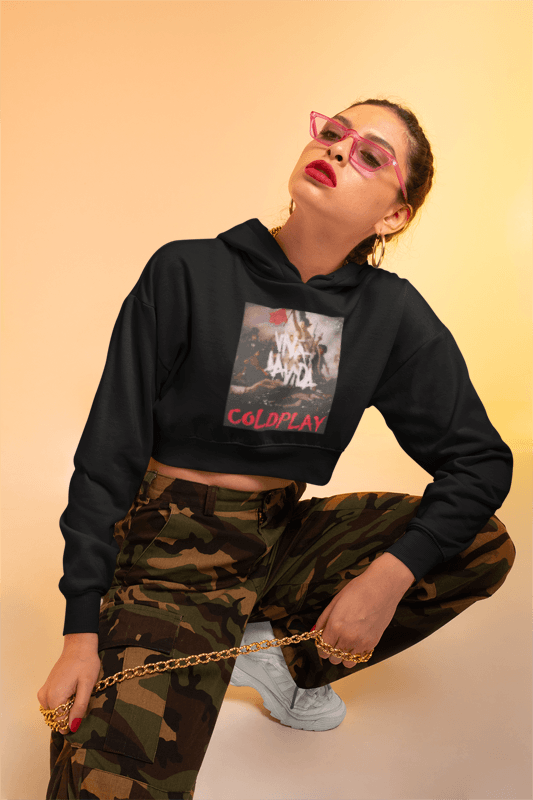Mayii | Coldplay India Concert 2025 Special Edition Black Crop Hoodie | Concert Ready - Mayii