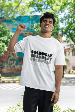 Mayii | Coldplay India Concert 2025 Special Edition Bold White Oversized Tee | Concert Ready - Mayii