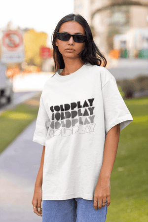 Mayii | Coldplay India Concert 2025 Special Edition Bold White Oversized Tee | Concert Ready - Mayii