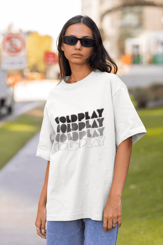 Mayii | Coldplay India Concert 2025 Special Edition Bold White Oversized Tee | Concert Ready - Mayii