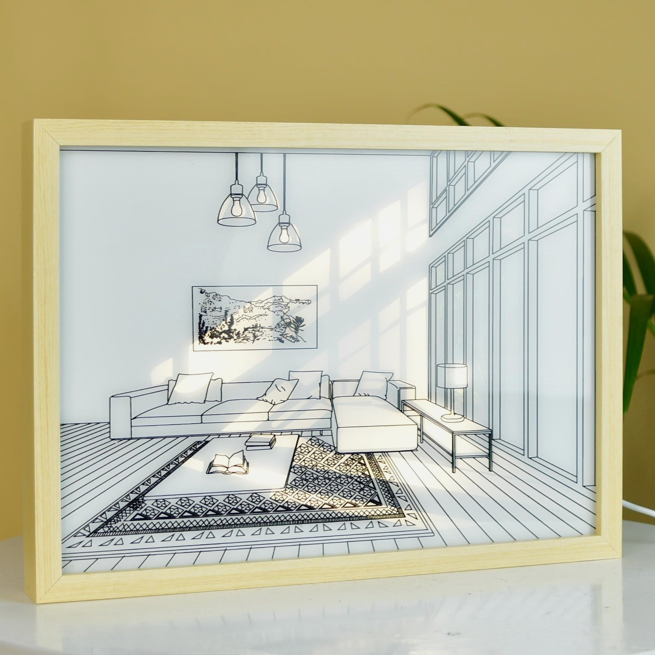 Mayii Illuminated Landscape Sofa Frame – LED Decor Photo Frame for Stylish Home Interiors and Gifts