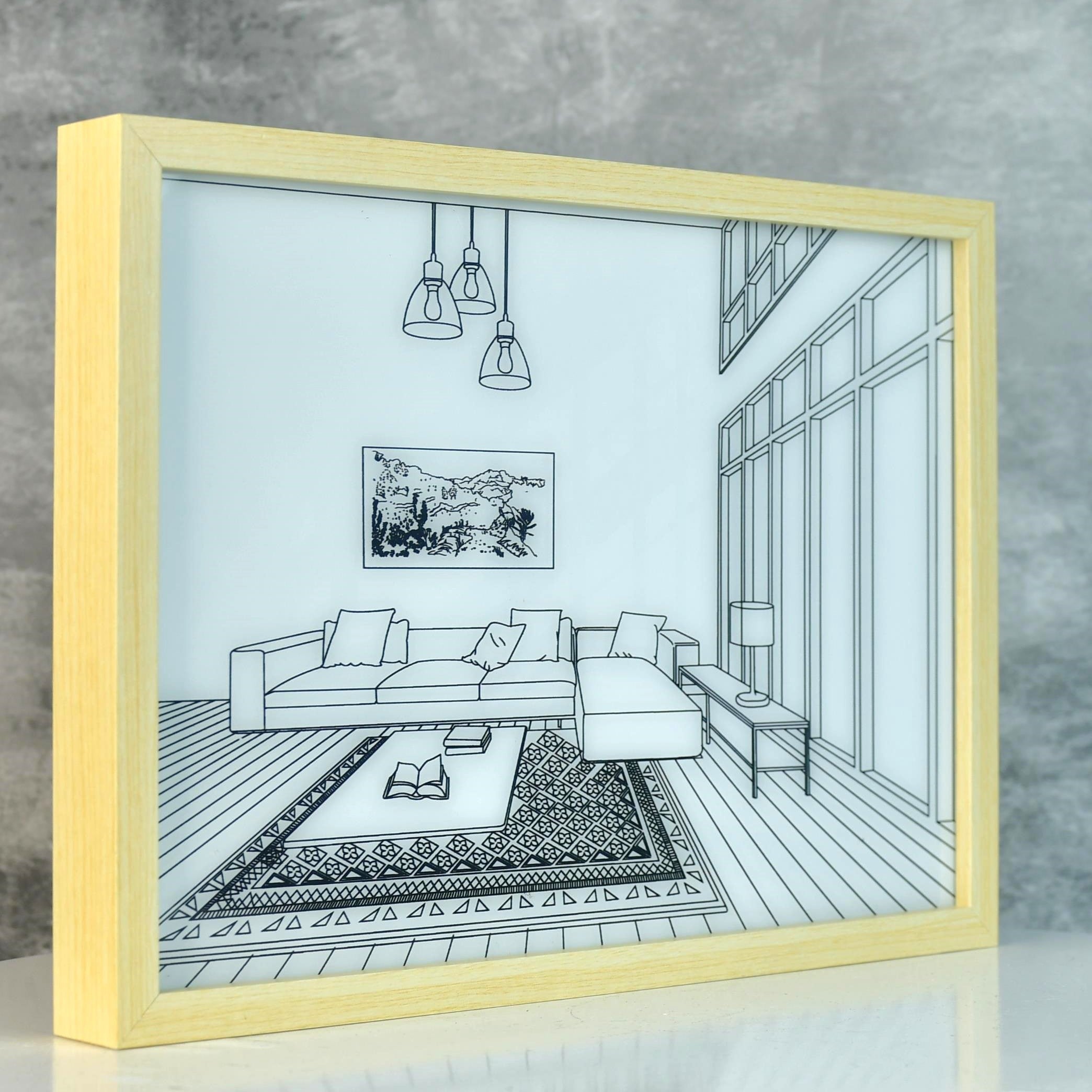 Mayii Illuminated Landscape Sofa Frame – LED Decor Photo Frame for Stylish Home Interiors and Gifts