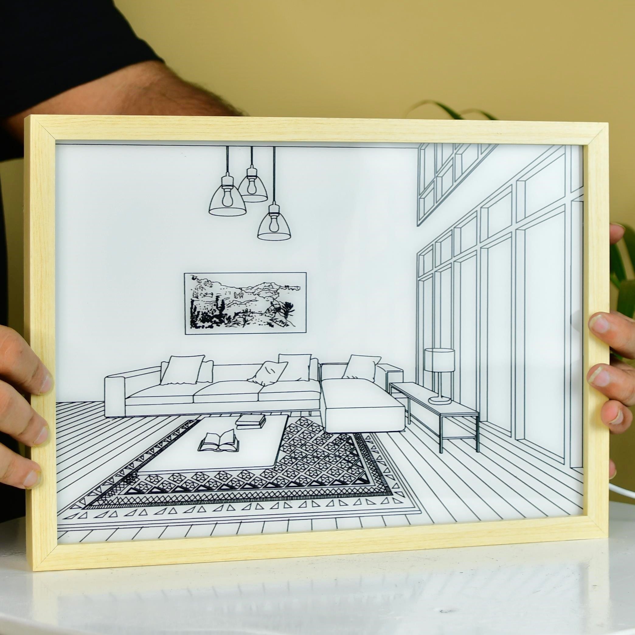 Mayii Illuminated Landscape Sofa Frame – LED Decor Photo Frame for Stylish Home Interiors and Gifts