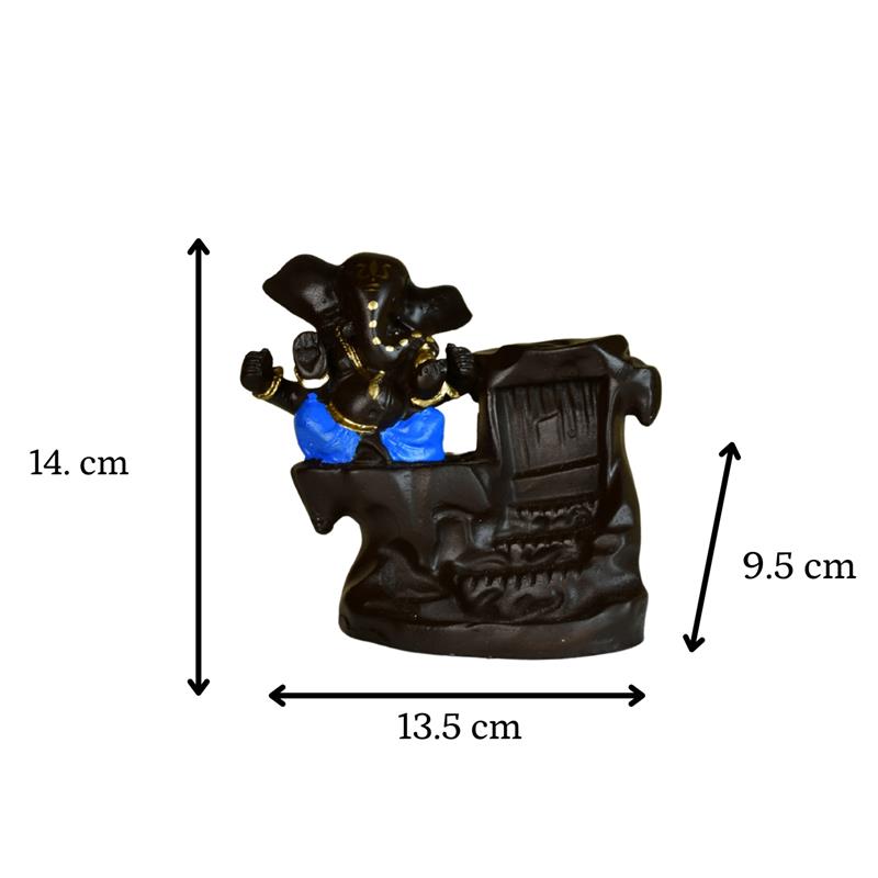 Artisan Blue Ganesh Smoke Fountain Tabletop Decor by Mayii - Unique Home Showpiece