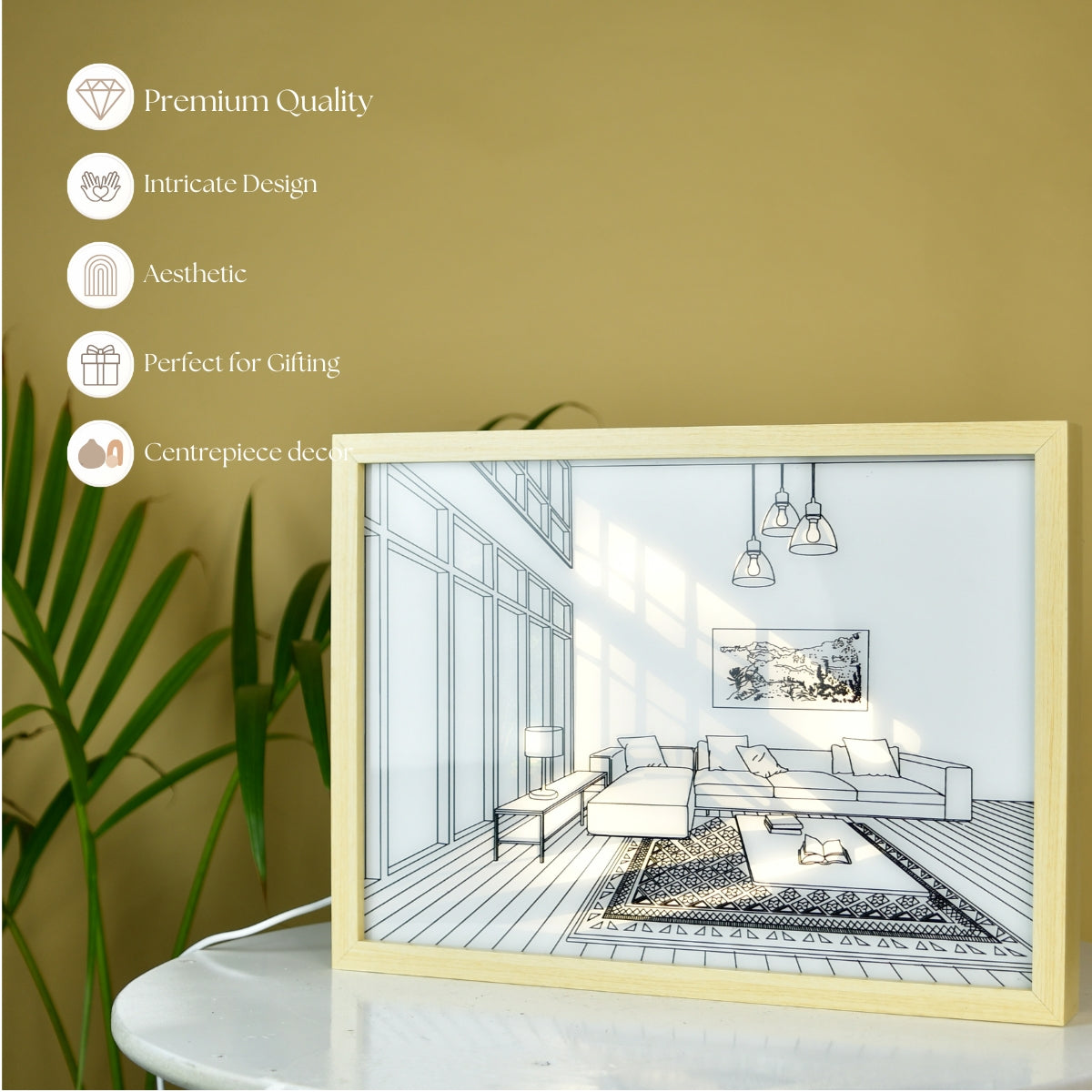 Mayii Illuminated Landscape Sofa Frame – LED Decor Photo Frame for Stylish Home Interiors and Gifts