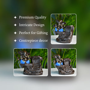 Artisan Blue Ganesh Smoke Fountain Tabletop Decor by Mayii - Unique Home Showpiece - MAYII - Mayii