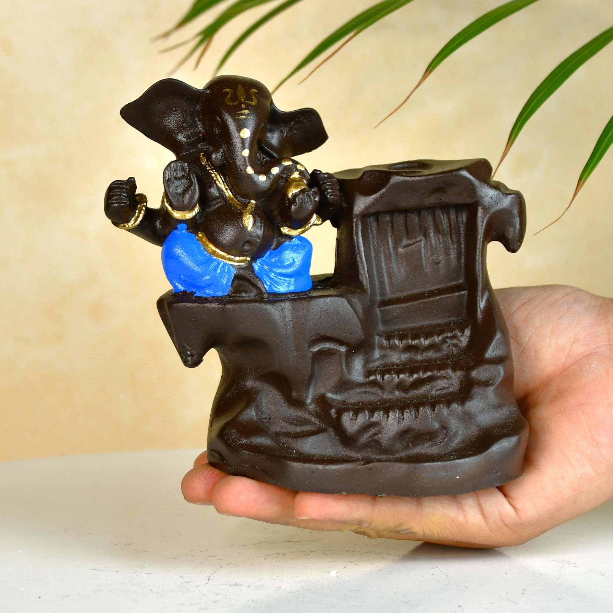 Artisan Blue Ganesh Smoke Fountain Tabletop Decor by Mayii - Unique Home Showpiece - MAYII - Mayii