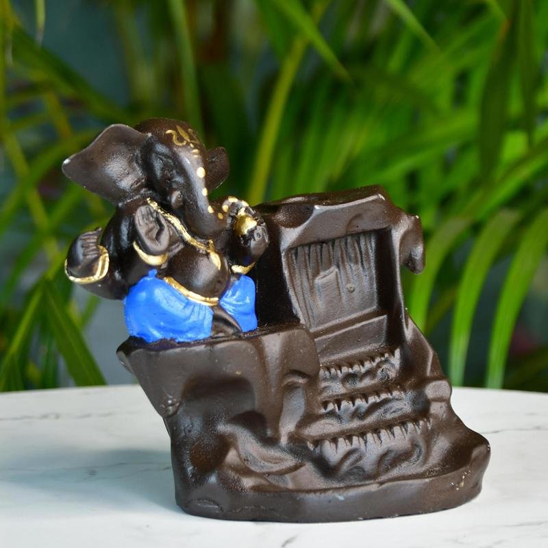 Artisan Blue Ganesh Smoke Fountain Tabletop Decor by Mayii - Unique Home Showpiece - MAYII - Mayii