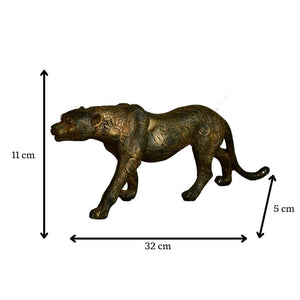 Elegant panther figurine for home in bronze finish with intricate carvings by MAYII, tabletop decor