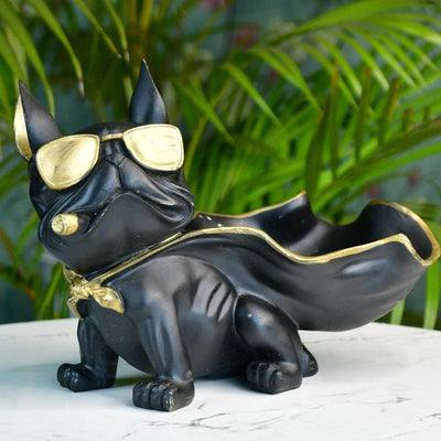 MAYII Cape Dog Figurine Decor Black & Gold Tabletop