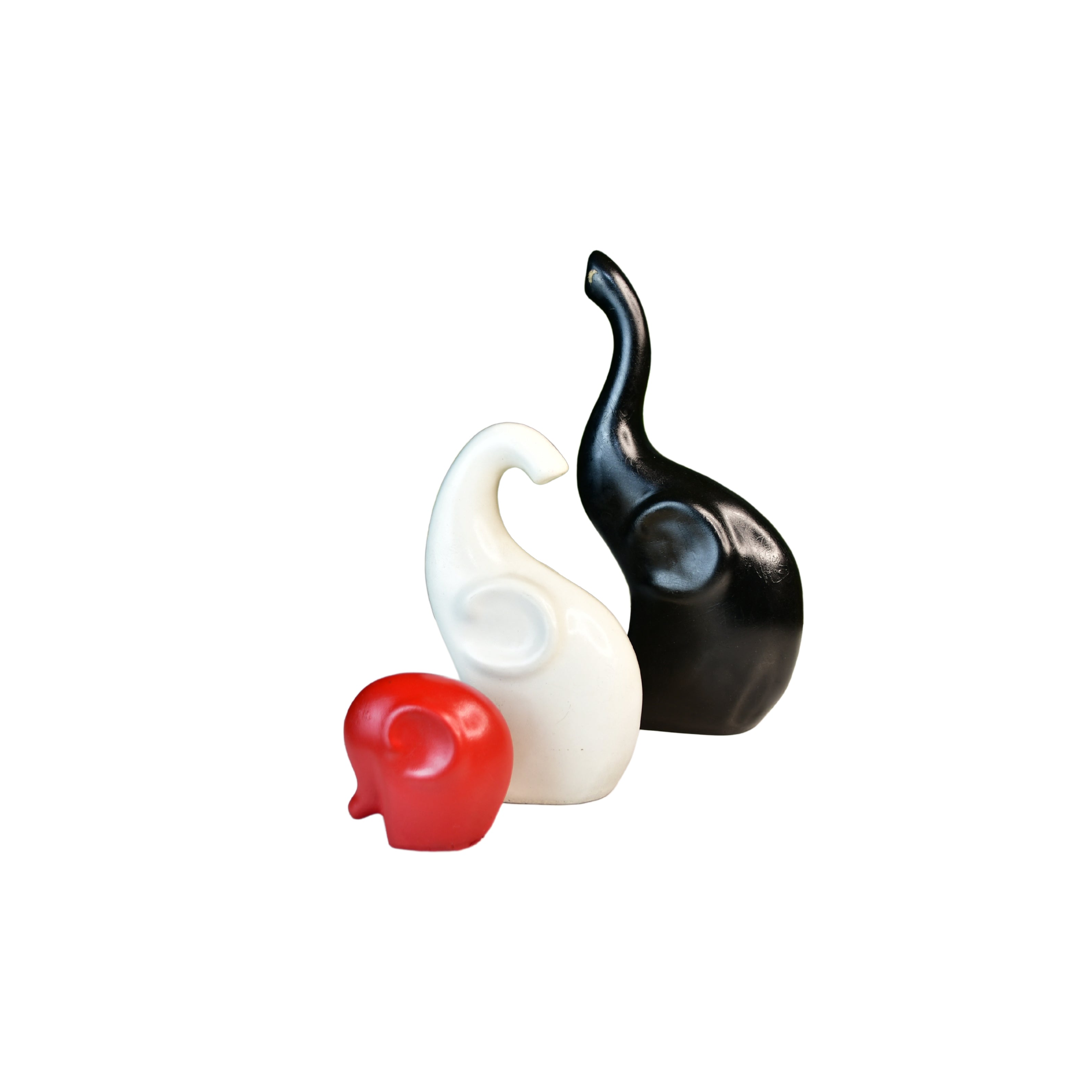 MAYII tabletop set of black white and red elephant home decor accents for stylish living spaces