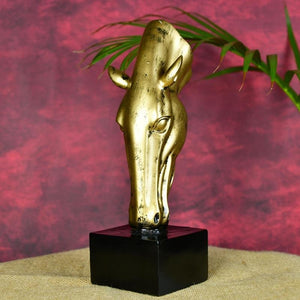 MAYII gold horse statue for home tabletop decor with black base and artistic design