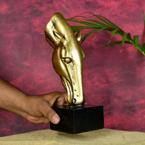 MAYII gold horse statue for home with black base tabletop decorative sculpture