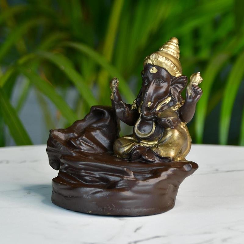 Golden Ganesh Smoke Fountain Tabletop Decor - MAYII - Mayii