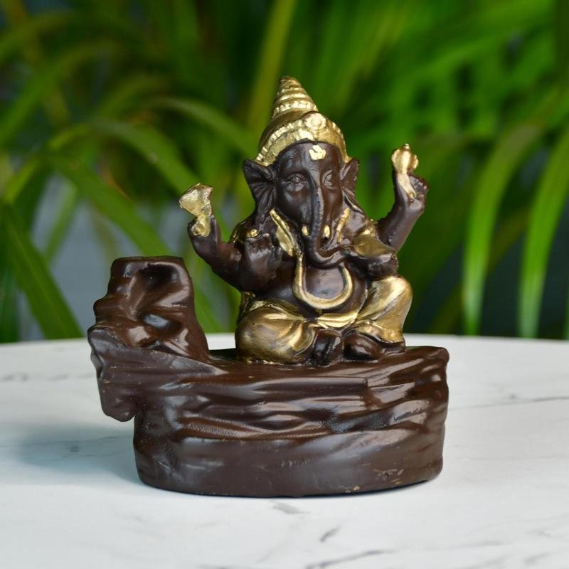 Golden Ganesh Smoke Fountain Tabletop Decor - MAYII - Mayii