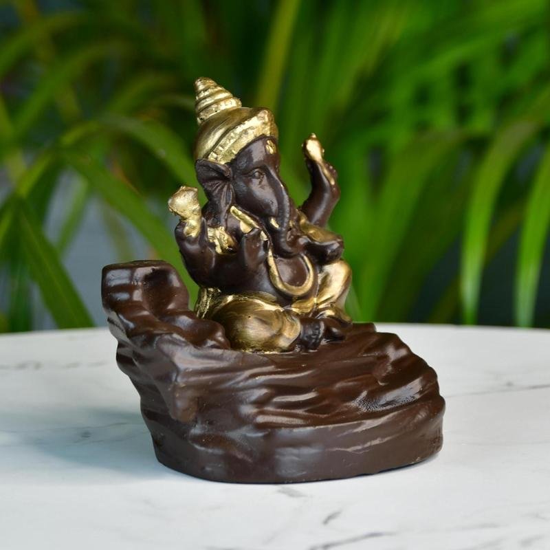 Golden Ganesh Smoke Fountain Tabletop Decor - MAYII - Mayii
