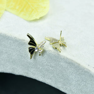 MAYII Black Butterfly Crystal Gold Stainless Steel Earrings - One Size - Mayii - Mayii
