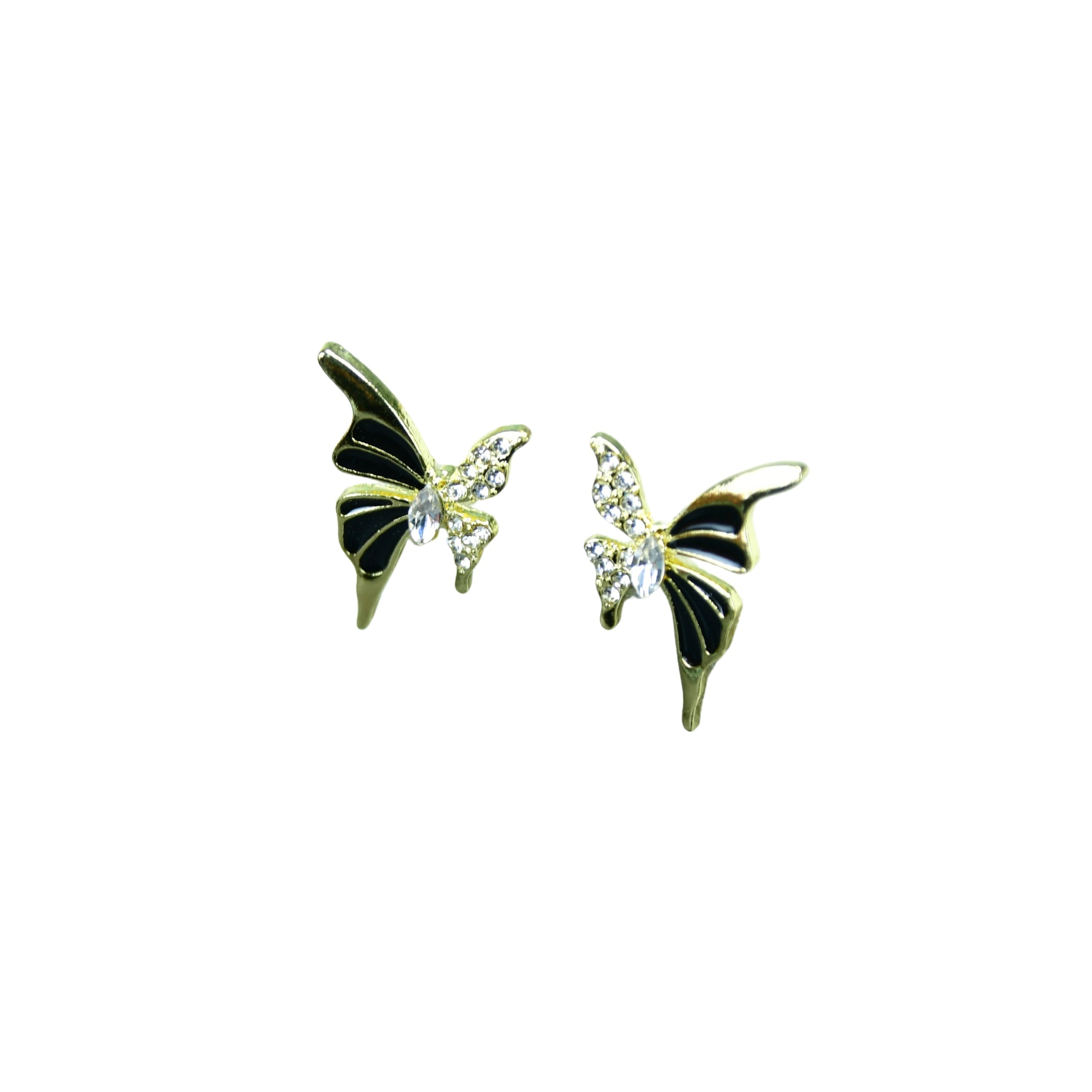 MAYII Black Butterfly Crystal Gold Stainless Steel Earrings - One Size - Mayii - Mayii
