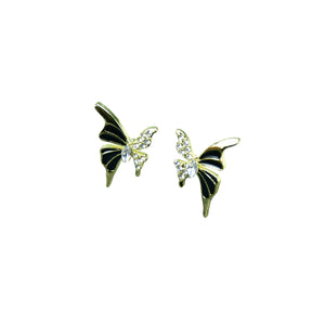 MAYII Black Butterfly Crystal Gold Stainless Steel Earrings - One Size - Mayii - Mayii