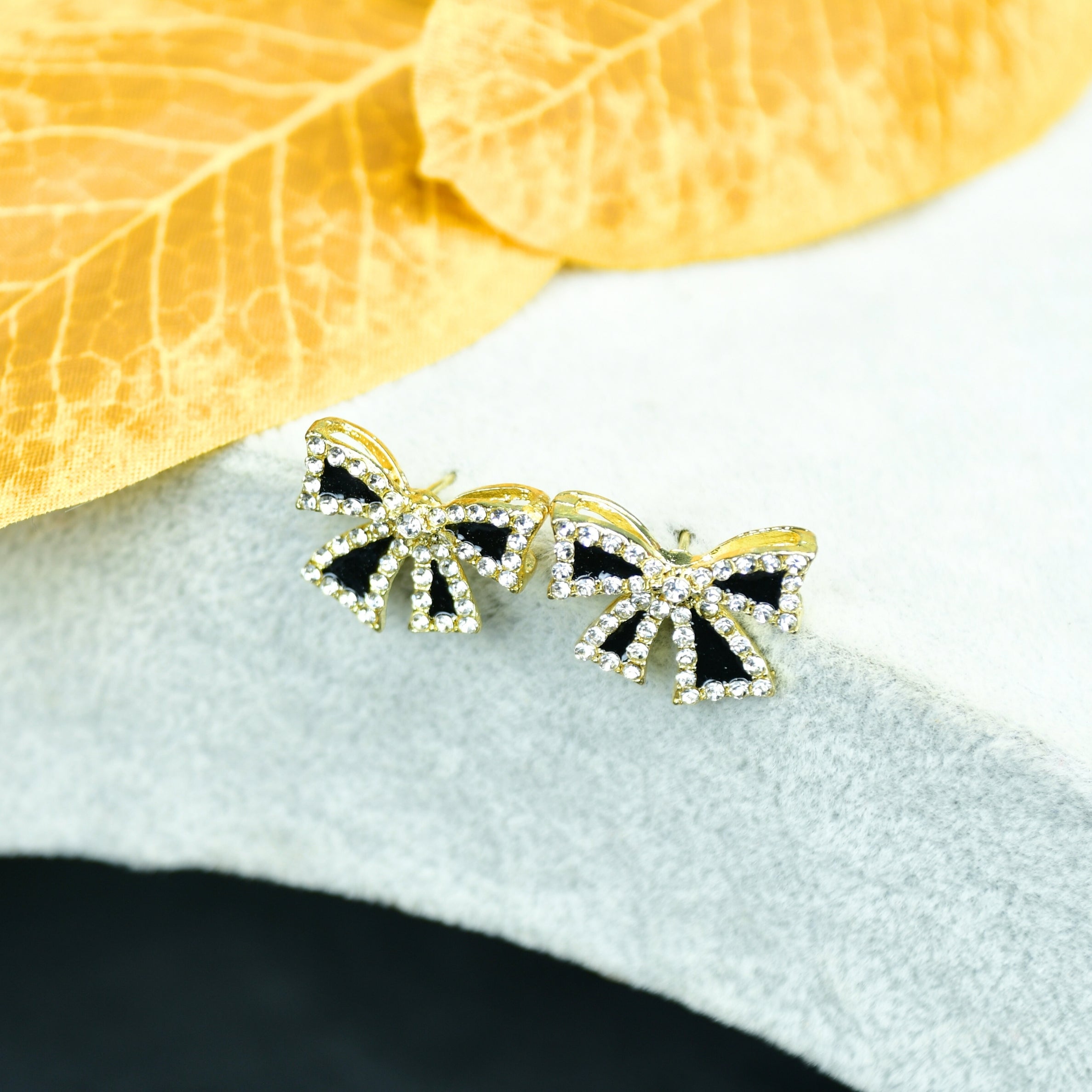 MAYII – Black Gold Stainless Steel Ribbon Earrings – One Size - Mayii - Mayii
