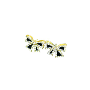 MAYII – Black Gold Stainless Steel Ribbon Earrings – One Size - Mayii - Mayii