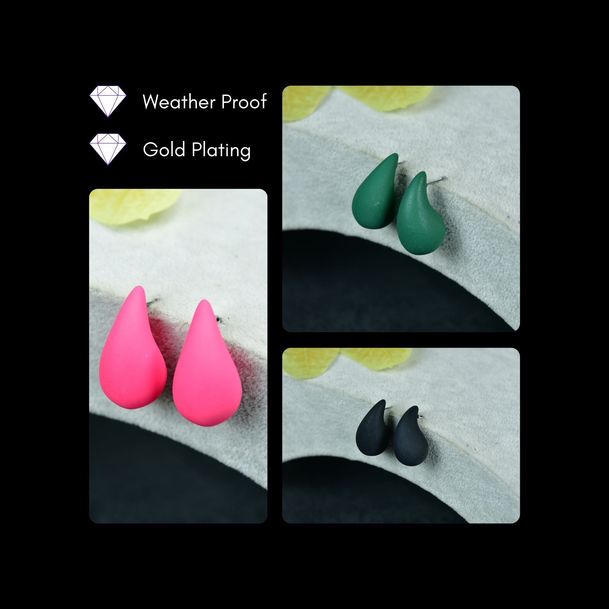 MAYII CCB Tera Drop Earrings Set Pink Green Black - One Size - Mayii - Mayii