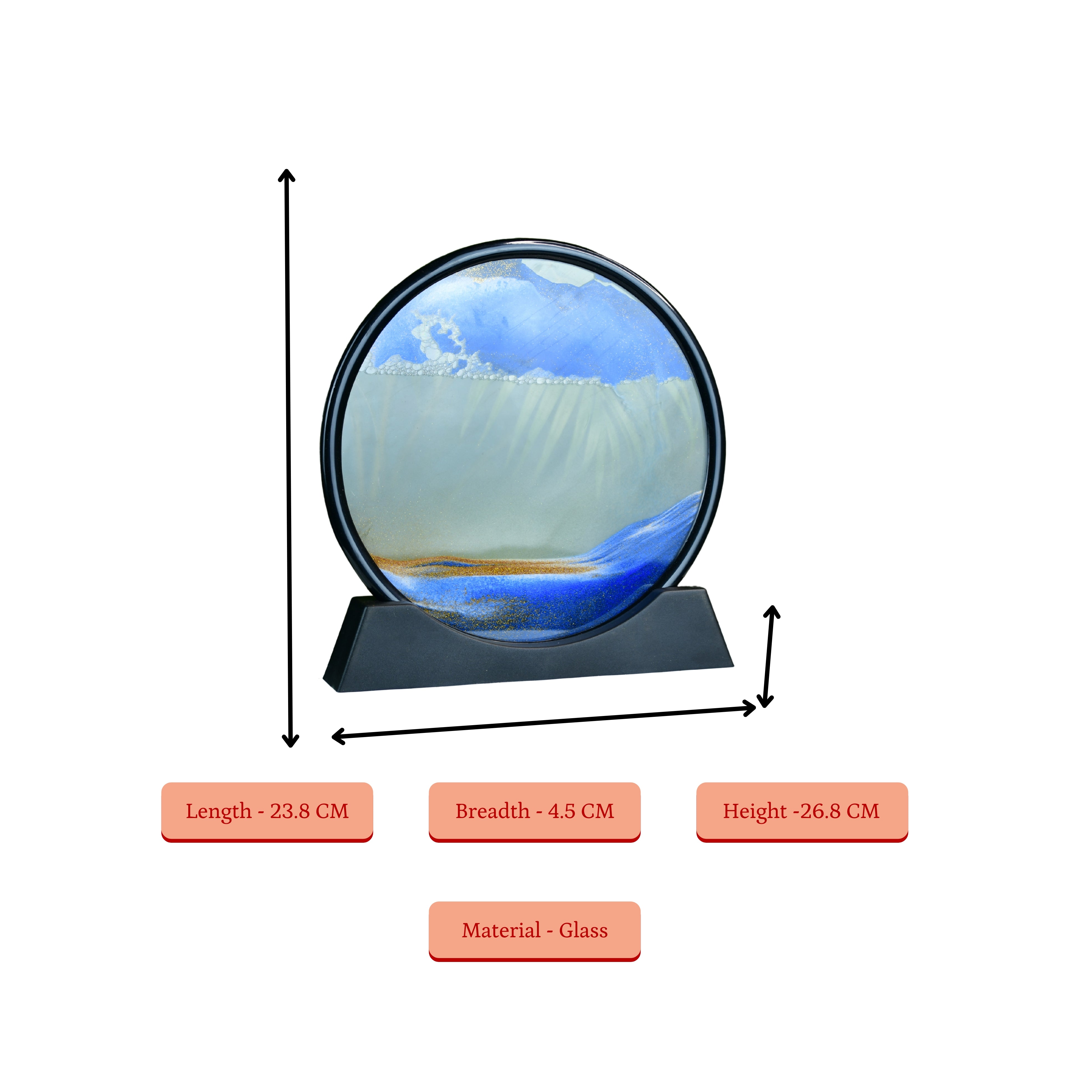 Mayii Circular Glass Sand Art – Elegant Moving Sand Sculpture for Trendy Home Decor & Gifts - MAYII - Mayii