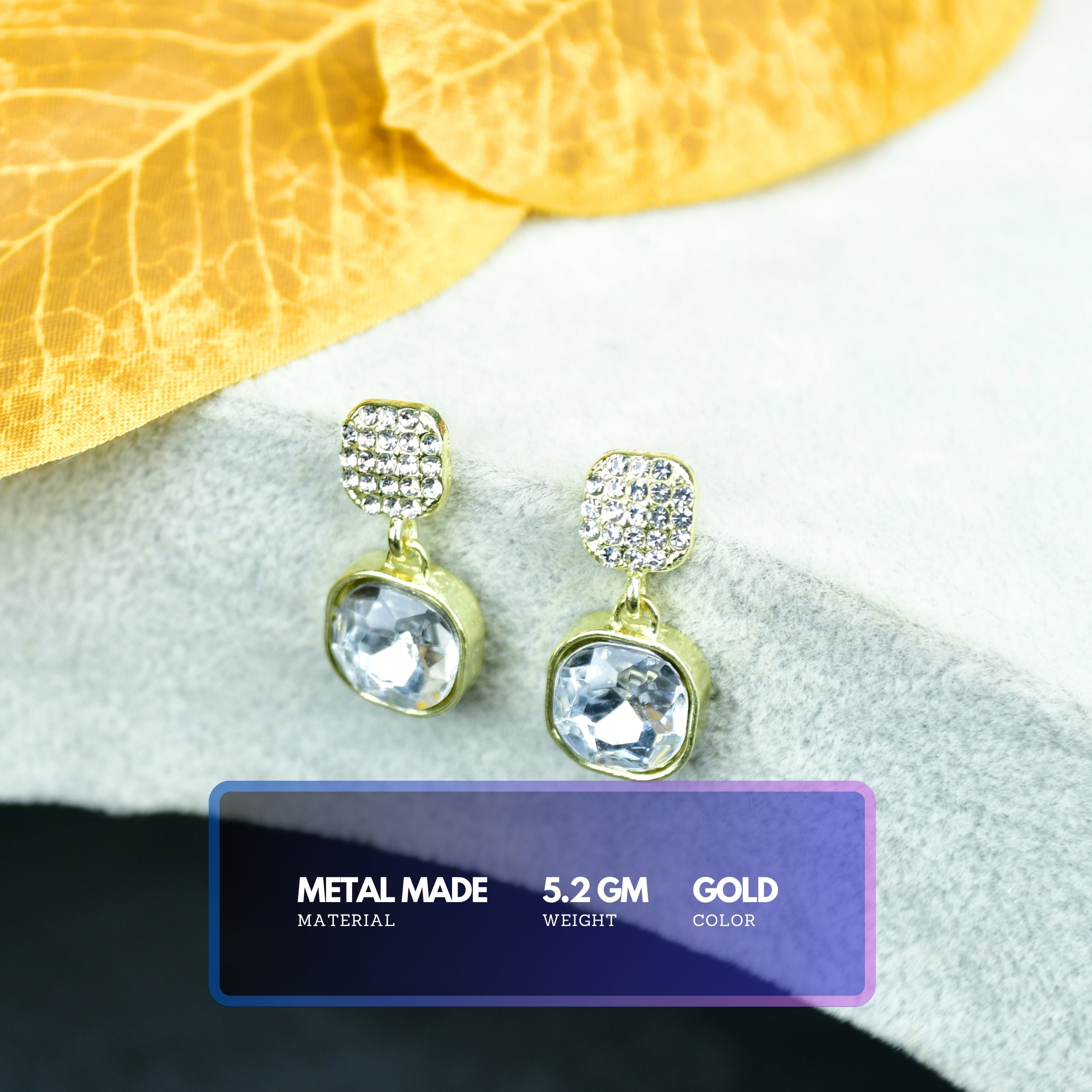 MAYII Crystal on Crystal Gold Stainless Steel Earrings - One Size - Mayii - Mayii