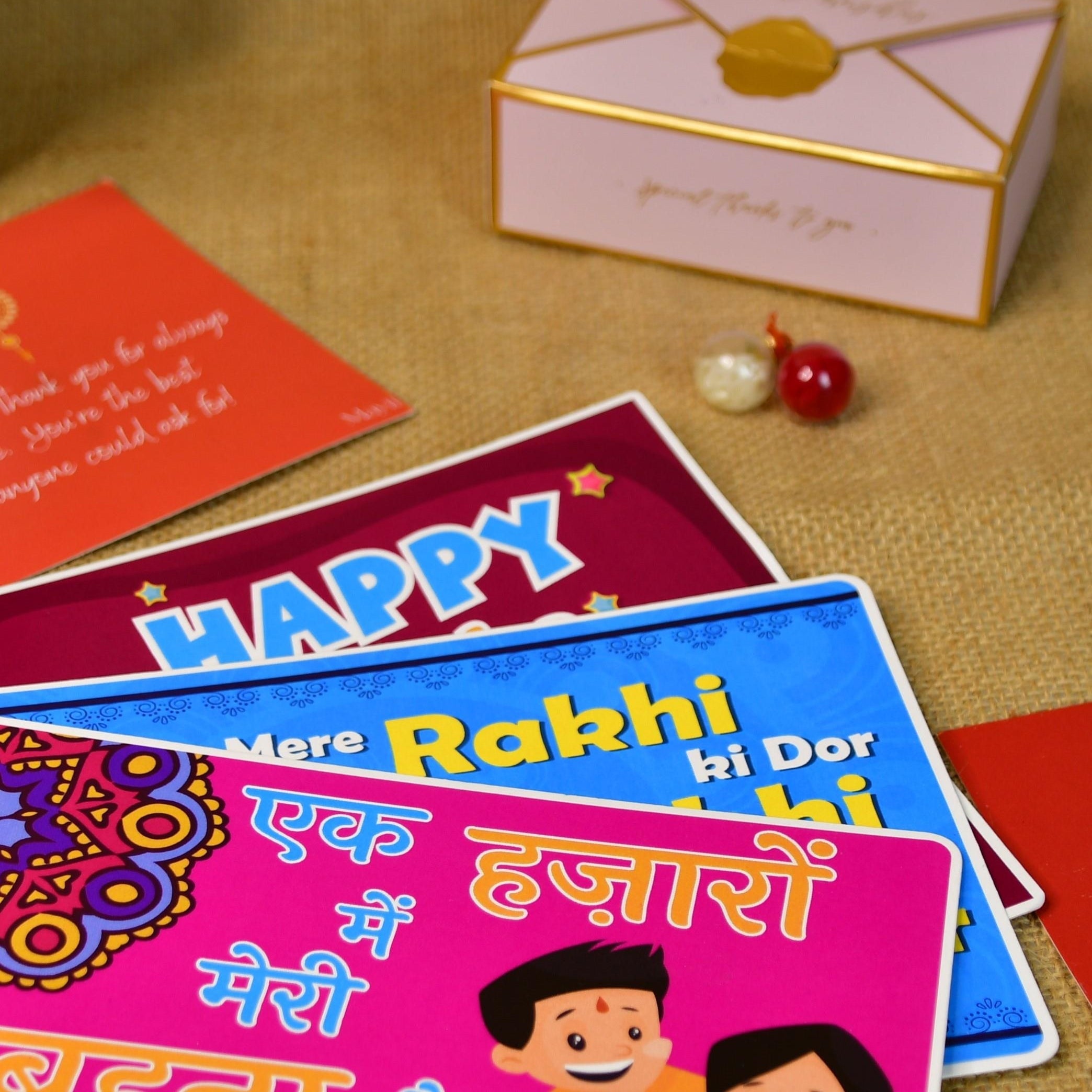Mayii Exquisite Bhai Behen Rakhi Pack of 1 with Roli Chawal and Greeting card combo for Raksha Bandhan and Gifting - Mayii - Mayii