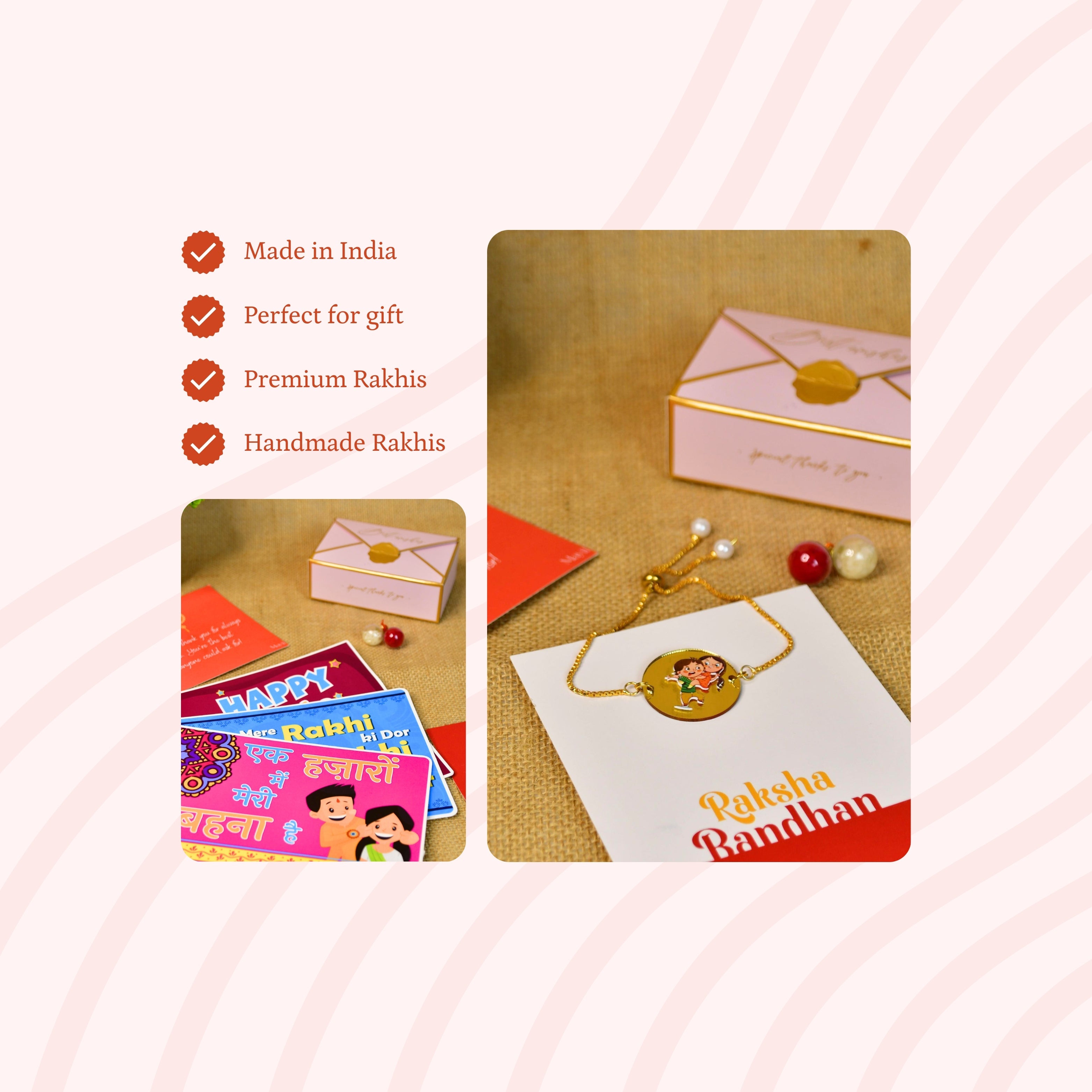 Mayii Exquisite Bhai Behen Rakhi Pack of 1 with Roli Chawal and Greeting card combo for Raksha Bandhan and Gifting - Mayii - Mayii