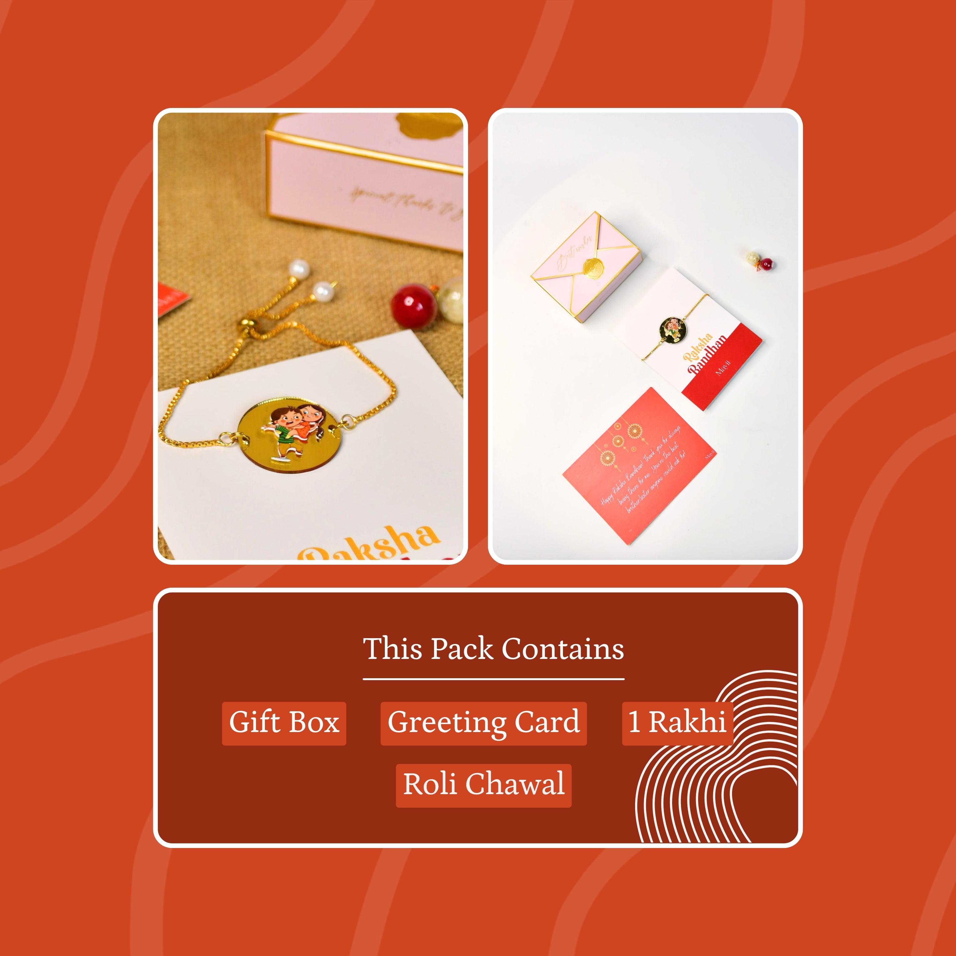Mayii Exquisite Bhai Behen Rakhi Pack of 1 with Roli Chawal and Greeting card combo for Raksha Bandhan and Gifting - Mayii - Mayii