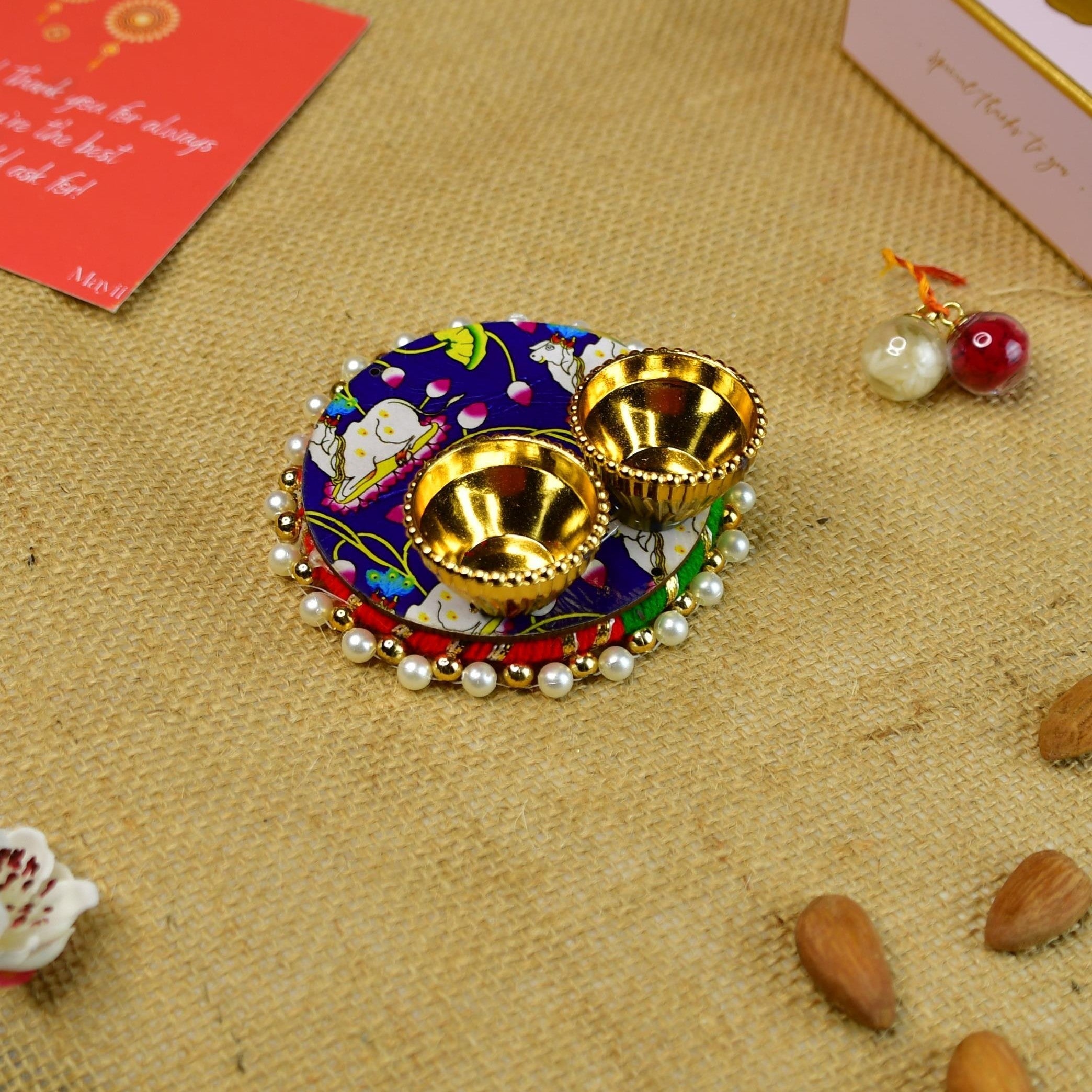 Mayii Exquisite Bhai Behen Rakhi Pack of 1 with Roli Chawal and Greeting card combo for Raksha Bandhan and Gifting - Mayii - Mayii