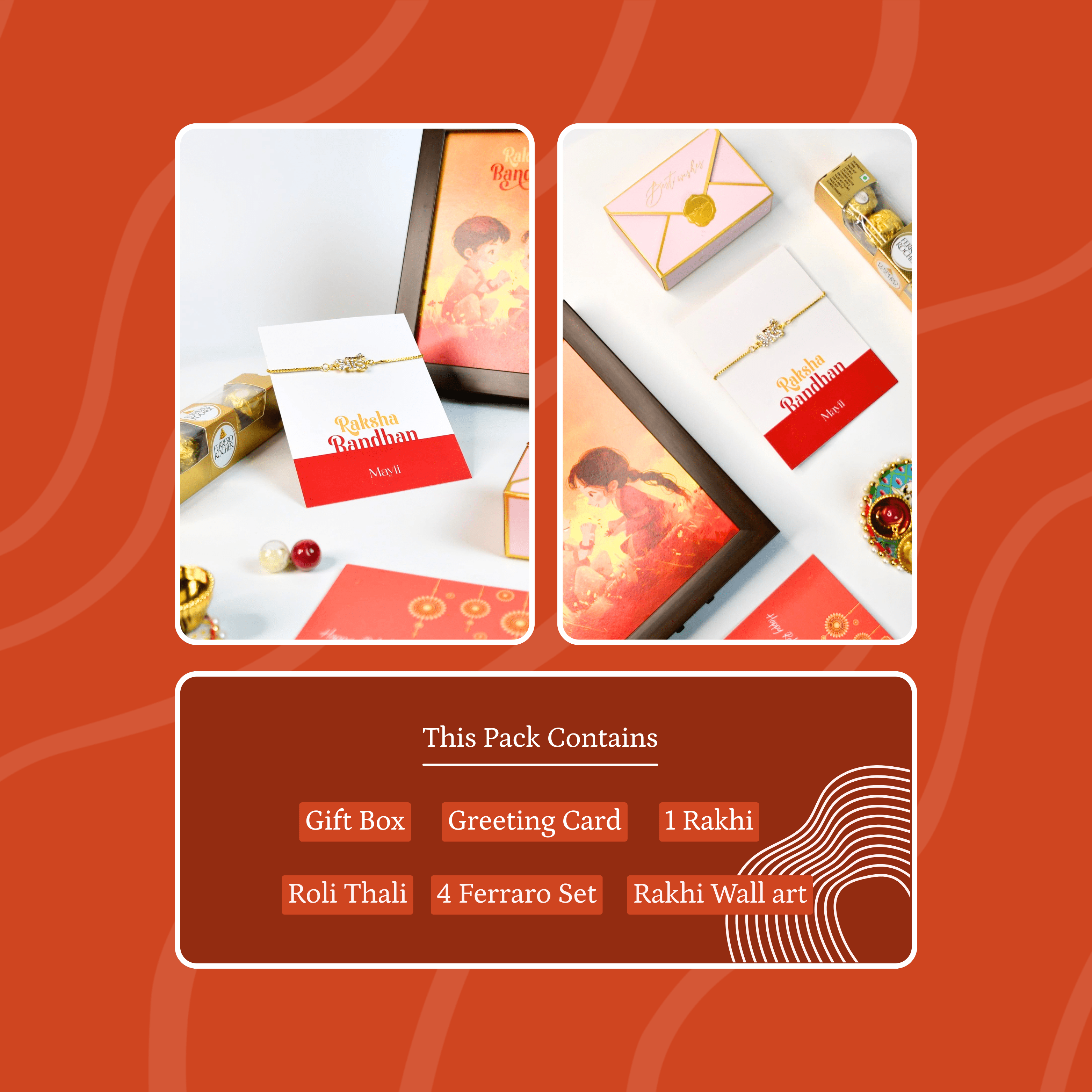 Mayii Exquisite BHAI Rakhi Pack of 1 with Roli Chawal and Greeting card combo for Raksha Bandhan and Gifting - Mayii - Mayii