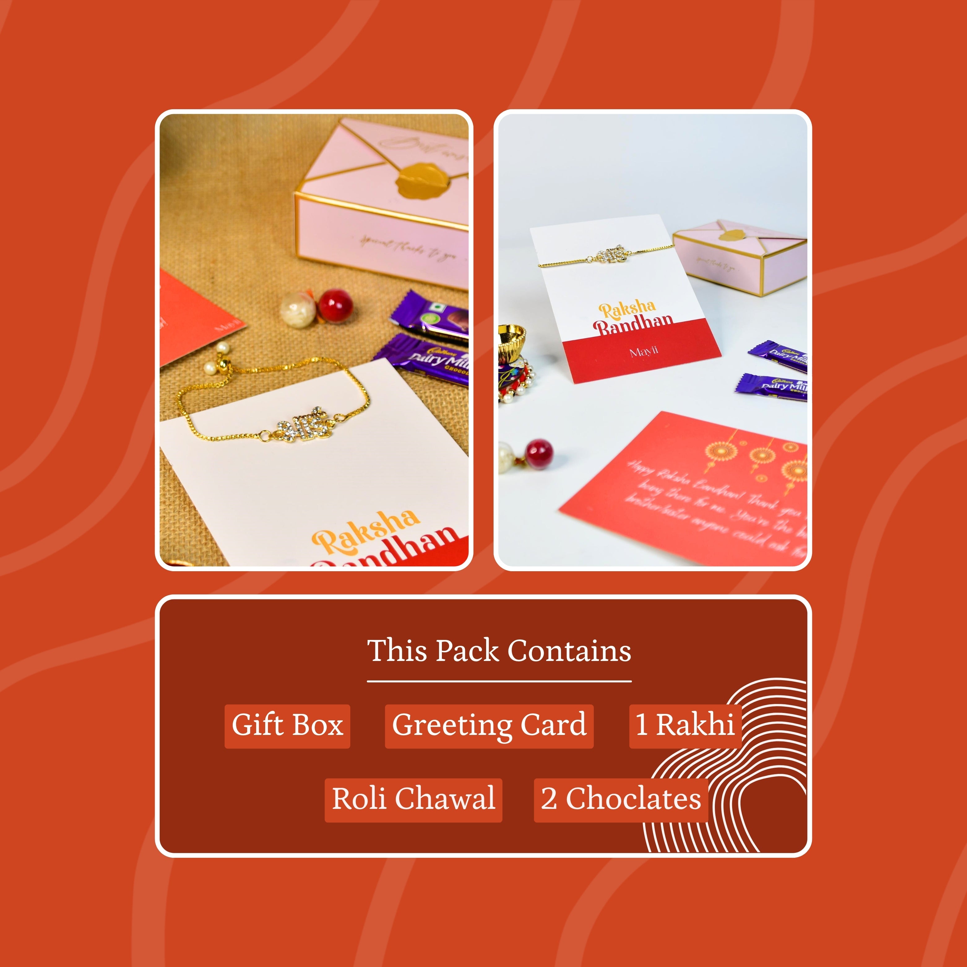 Mayii Exquisite BHAI Rakhi Pack of 1 with Roli Chawal and Greeting card combo for Raksha Bandhan and Gifting - Mayii - Mayii