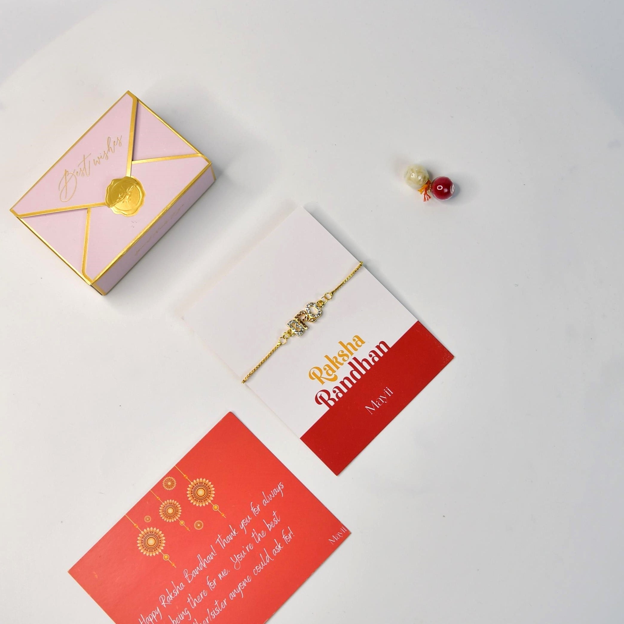 Mayii Exquisite BRO Rakhi Pack of 1 with Roli Chawal and Greeting card combo for Raksha Bandhan and Gifting - Mayii - Mayii