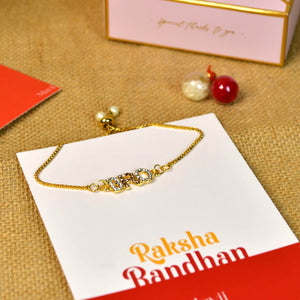 Mayii Exquisite BRO Rakhi Pack of 1 with Roli Chawal and Greeting card combo for Raksha Bandhan and Gifting - Mayii - Mayii