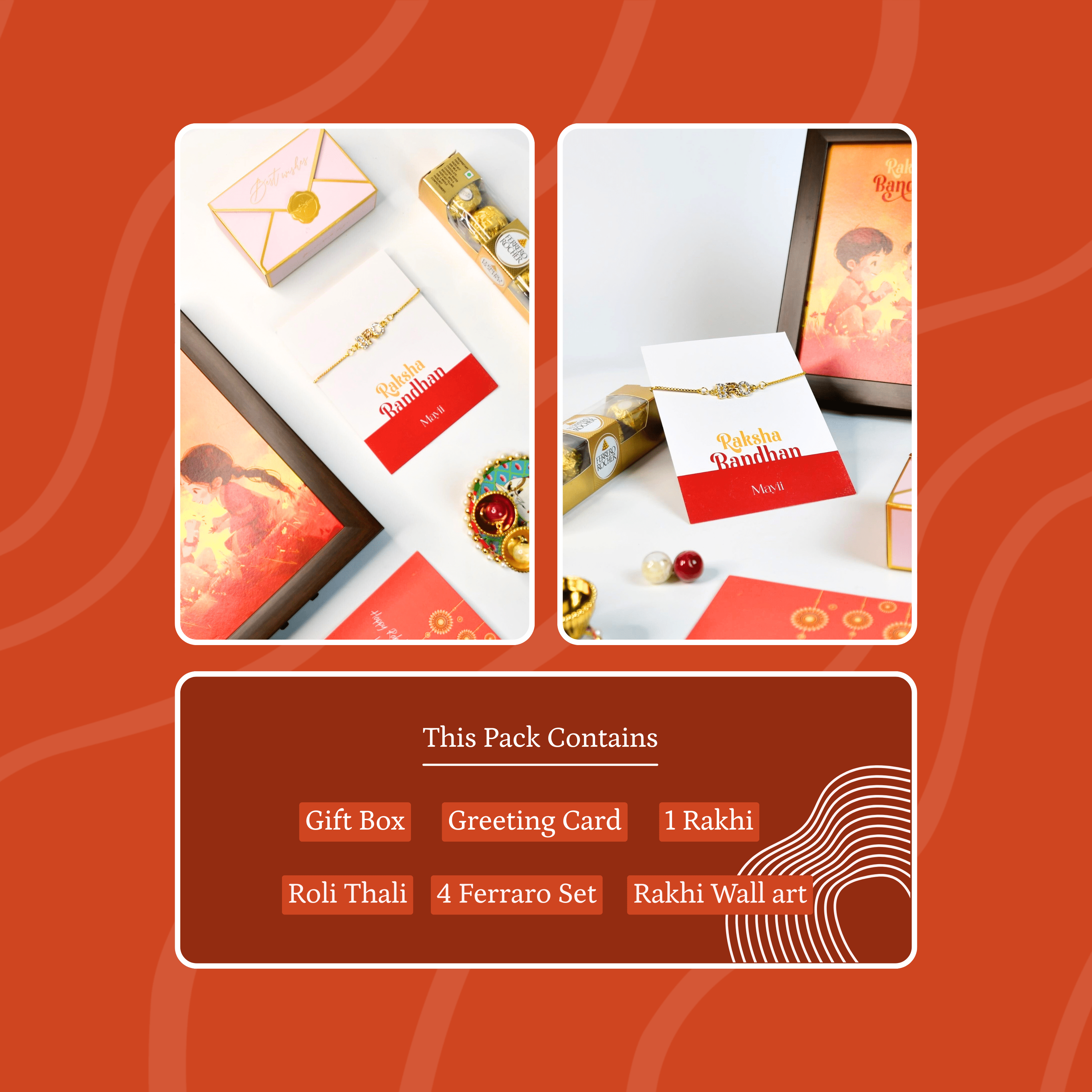 Mayii Exquisite BRO Rakhi Pack of 1 with Roli Chawal and Greeting card combo for Raksha Bandhan and Gifting - Mayii - Mayii