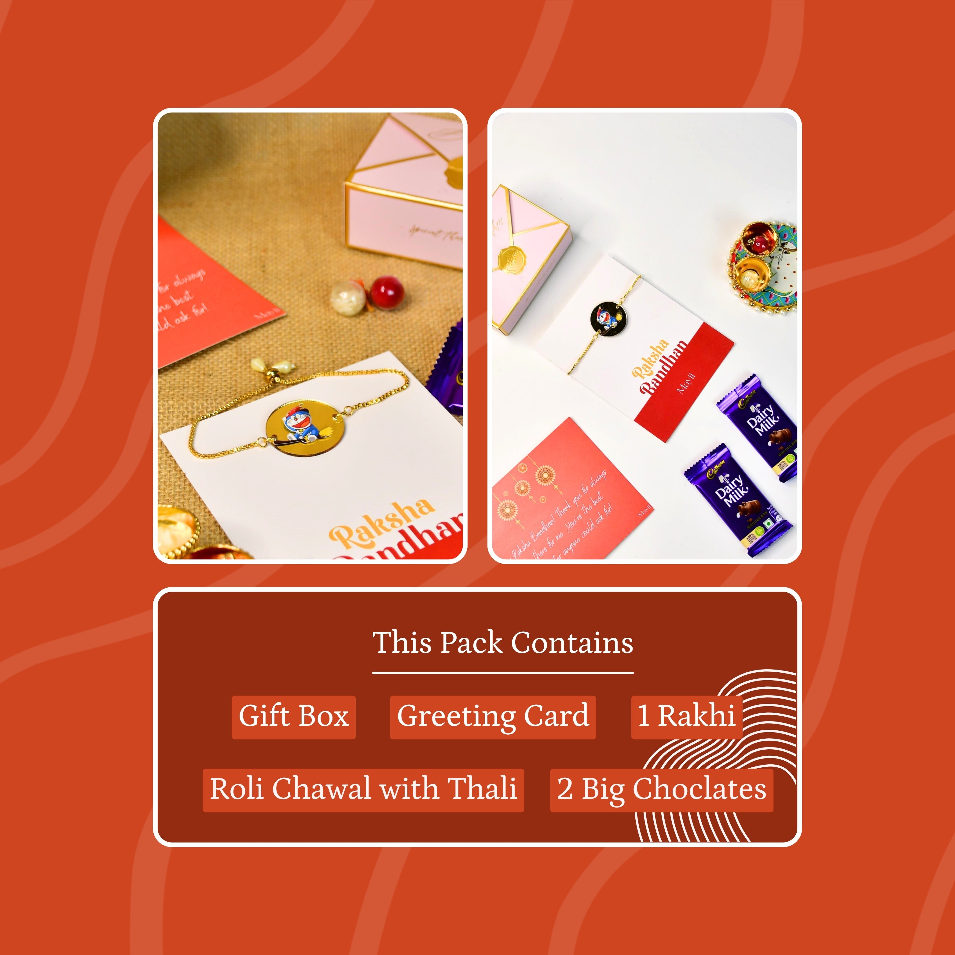 Mayii Exquisite Doraemon Rakhi Pack of 1 with Roli Chawal and Greeting card combo for Raksha Bandhan and Gifting - Mayii - Mayii