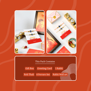 Mayii Exquisite Evil Eye Rakhi Pack of 2 with Roli Chawal and Greeting card combo for Raksha Bandhan and Gifting - Mayii - Mayii