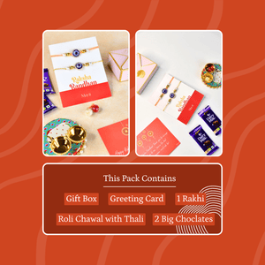 Mayii Exquisite Evil Eye Rakhi Pack of 2 with Roli Chawal and Greeting card combo for Raksha Bandhan and Gifting - Mayii - Mayii