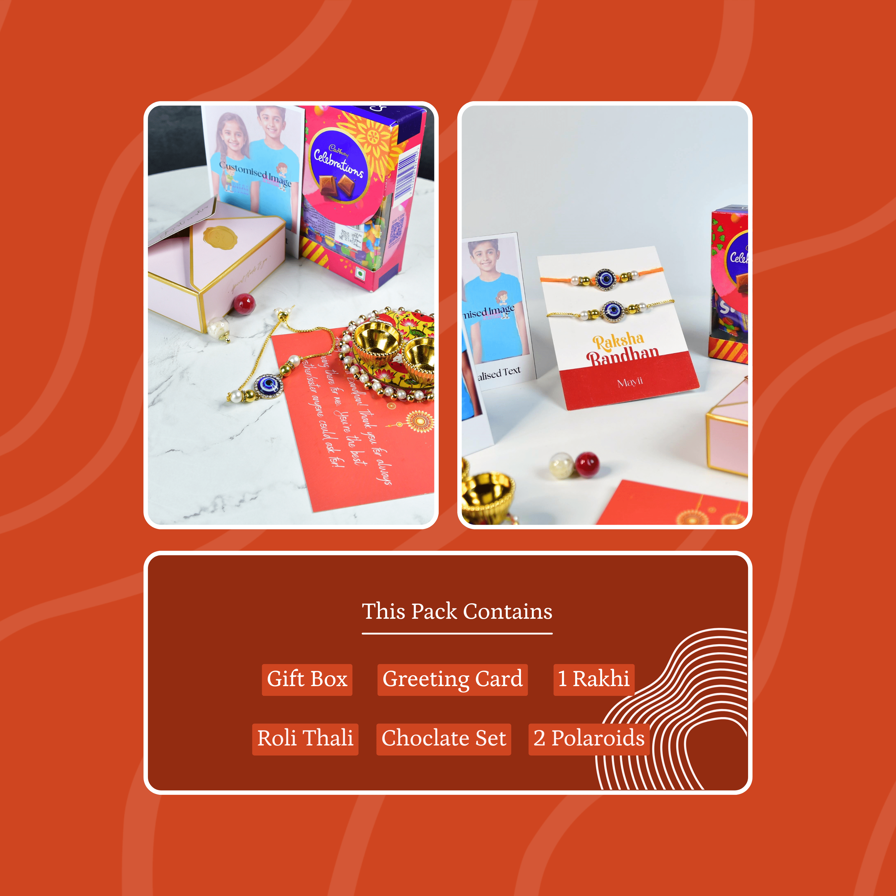 Mayii Exquisite Evil Eye Rakhi Pack of 2 with Roli Chawal and Greeting card combo for Raksha Bandhan and Gifting - Mayii - Mayii