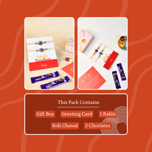 Mayii Exquisite Evil Eye Rakhi Pack of 2 with Roli Chawal and Greeting card combo for Raksha Bandhan and Gifting - Mayii - Mayii