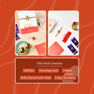 Mayii Exquisite Golden Ganesha Rakhi Pack of 1 with Roli Chawal and Greeting card combo for Raksha Bandhan and Gifting - Mayii - Mayii