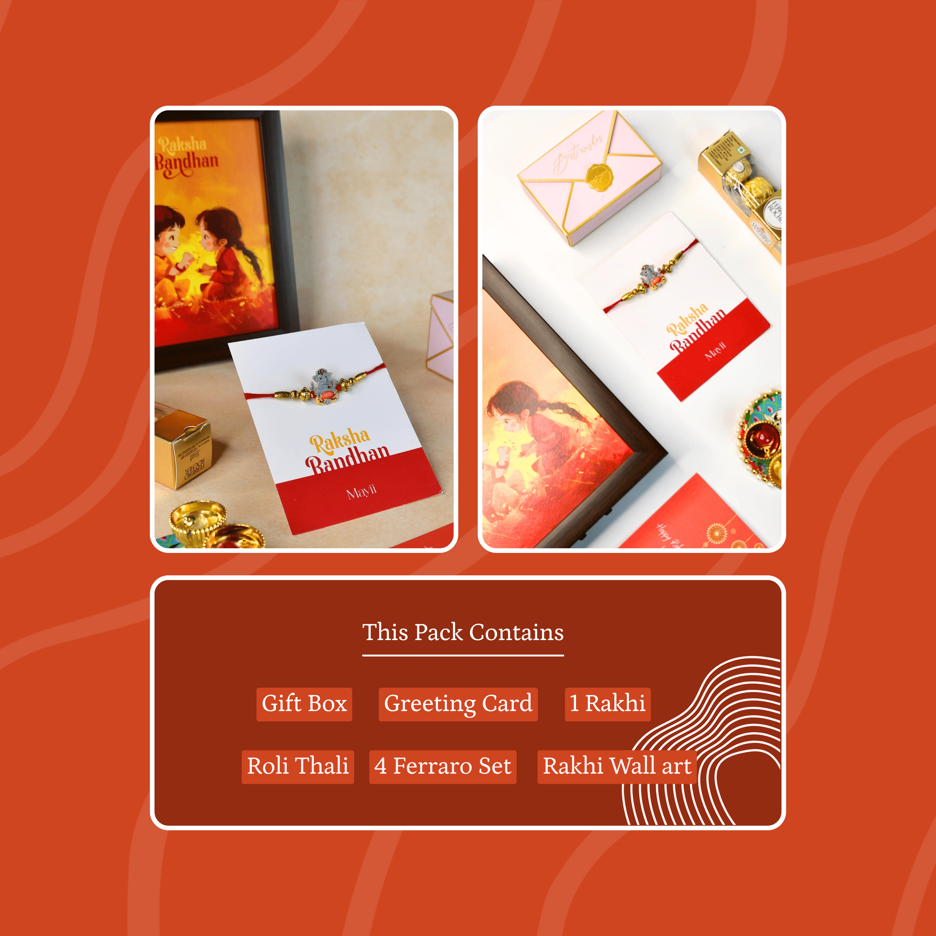 Mayii Exquisite Grey Ganesha Rakhi Pack of 1 with Roli Chawal and Greeting card combo for Raksha Bandhan and Gifting - Mayii - Mayii