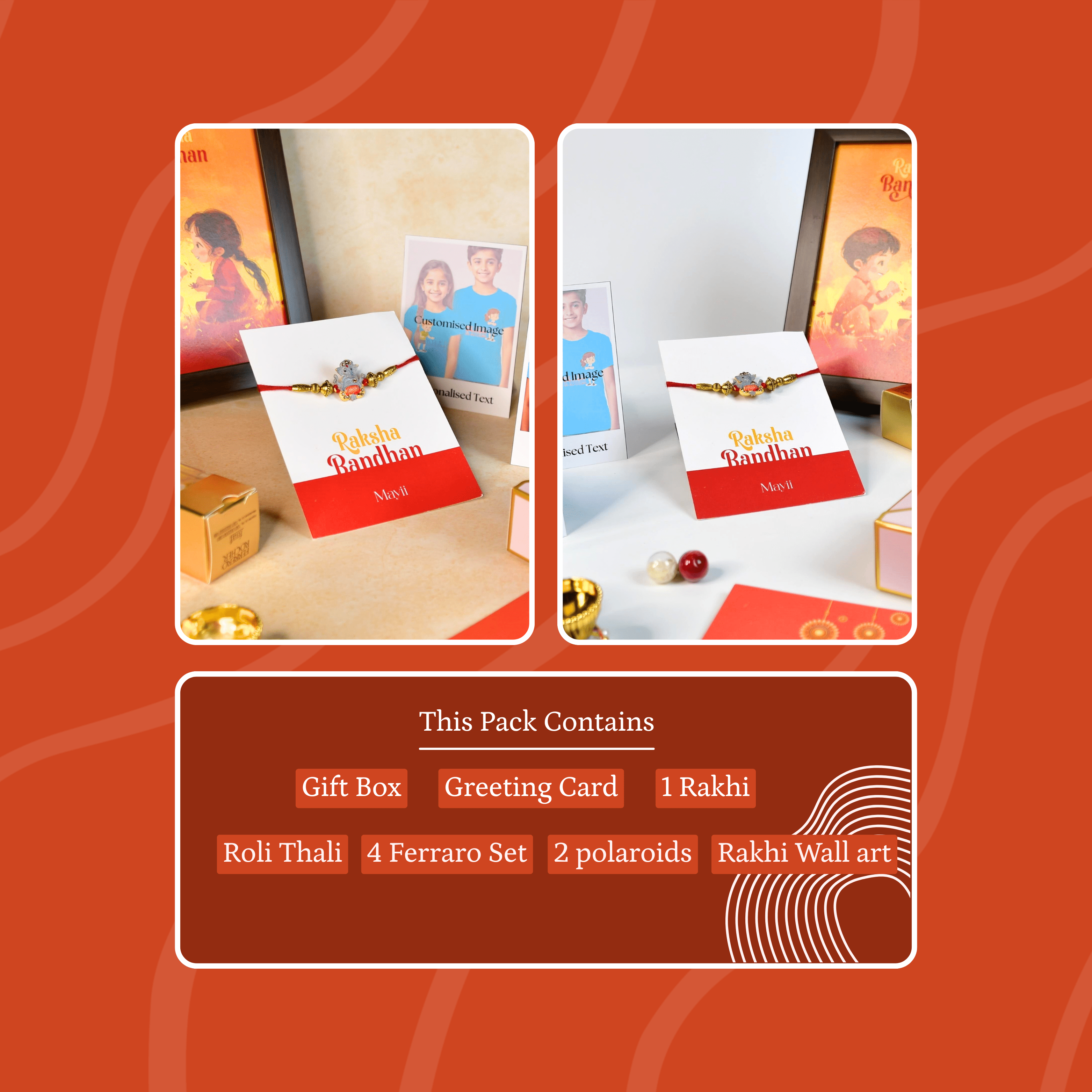 Mayii Exquisite Grey Ganesha Rakhi Pack of 1 with Roli Chawal and Greeting card combo for Raksha Bandhan and Gifting - Mayii - Mayii