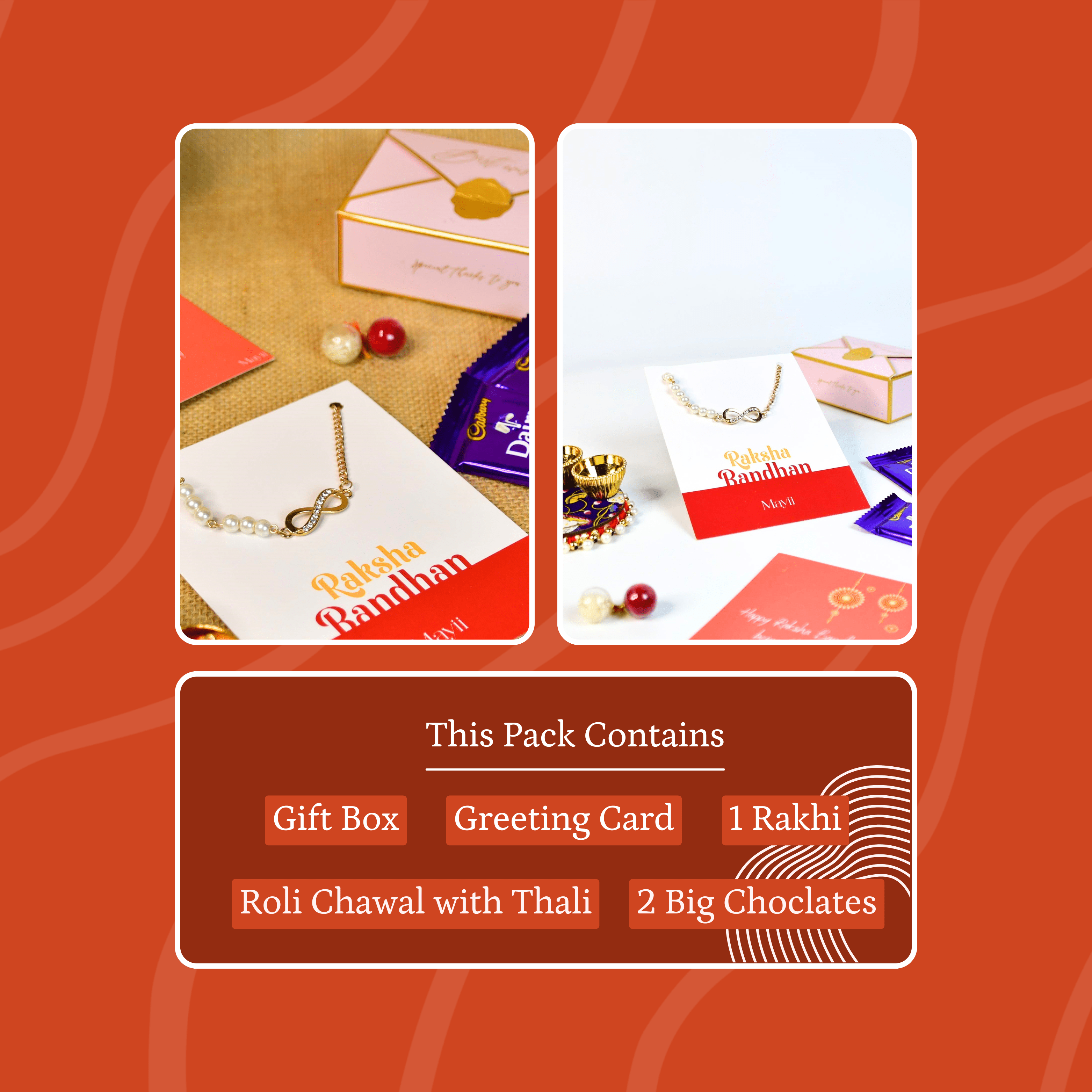 Mayii Exquisite Infinite Rakhi Pack of 1 with Roli Chawal and Greeting card combo for Raksha Bandhan and Gifting - Mayii - Mayii