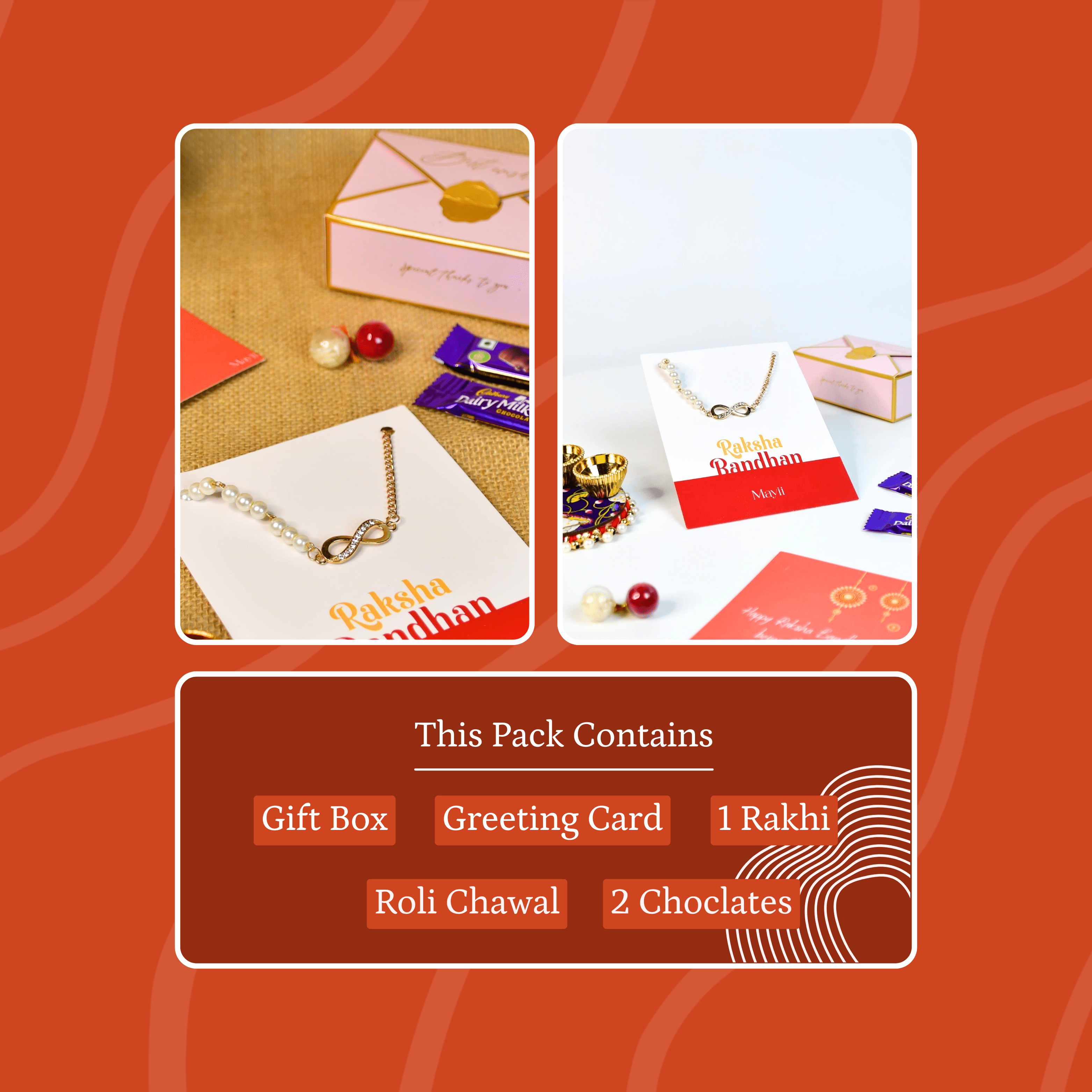 Mayii Exquisite Infinite Rakhi Pack of 1 with Roli Chawal and Greeting card combo for Raksha Bandhan and Gifting - Mayii - Mayii