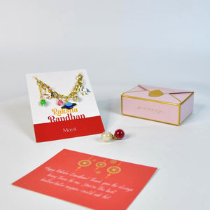 Mayii Exquisite Metal Abstract Rakhi Pack of 1 with Roli Chawal and Greeting card combo for Raksha Bandhan and Gifting - Mayii - Mayii