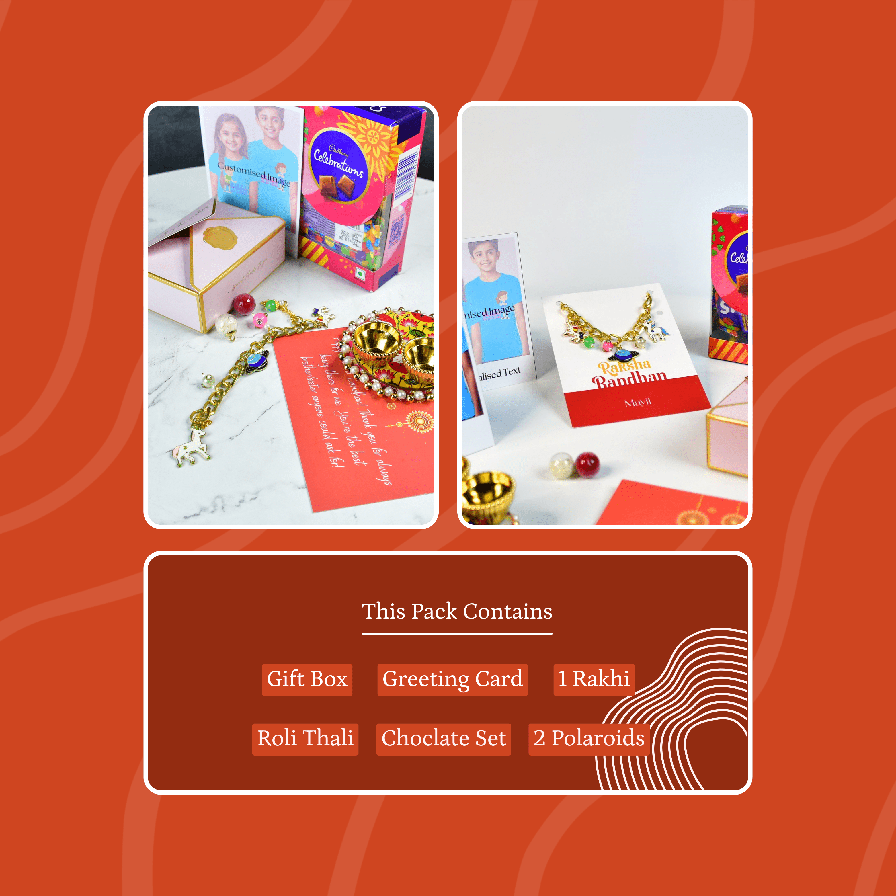 Mayii Exquisite Metal Abstract Rakhi Pack of 1 with Roli Chawal and Greeting card combo for Raksha Bandhan and Gifting - Mayii - Mayii